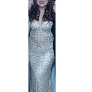 Strapless Sequin Gown in Gold